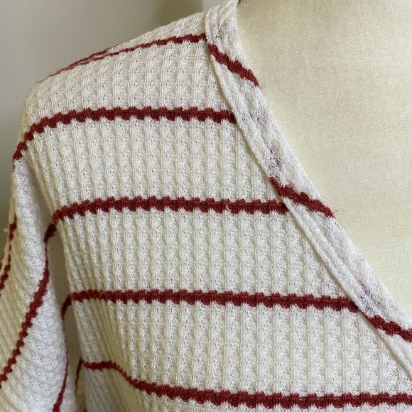 Paper Crane Button Down Front Tie Stripe Shirt - Picture 8 of 10